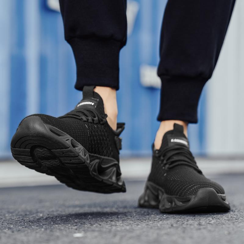 Spring/Autumn Men's Large Size Blade-soled Sports Shoes Flying Weave Fitness Jogging Shoes