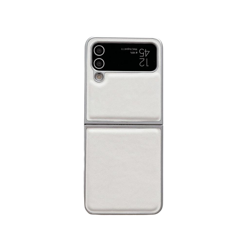 Samsung Z Flip 7 Metallic Paint & Z Flip 6 Morandi Leather Texture Protective Case