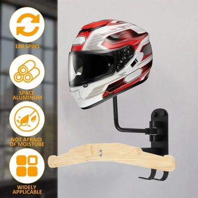 180° Rotation Wall Mounted Universal Motorcycle Helmet Rack Seat Cover  Helmet Storage Holder Alloy Helmet Hanger Stand Hook