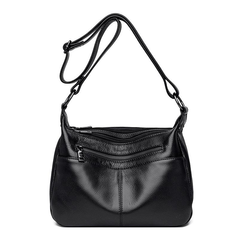 

Сумка-мессенджер из коровьей кожи первого слоя, сумка для мам, большая вместимость и модная. чёрный