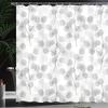 Nature-Inspired Shower Curtain - Soft Gray Leaves, Watercolor Branches Print, Polyester with Hooks