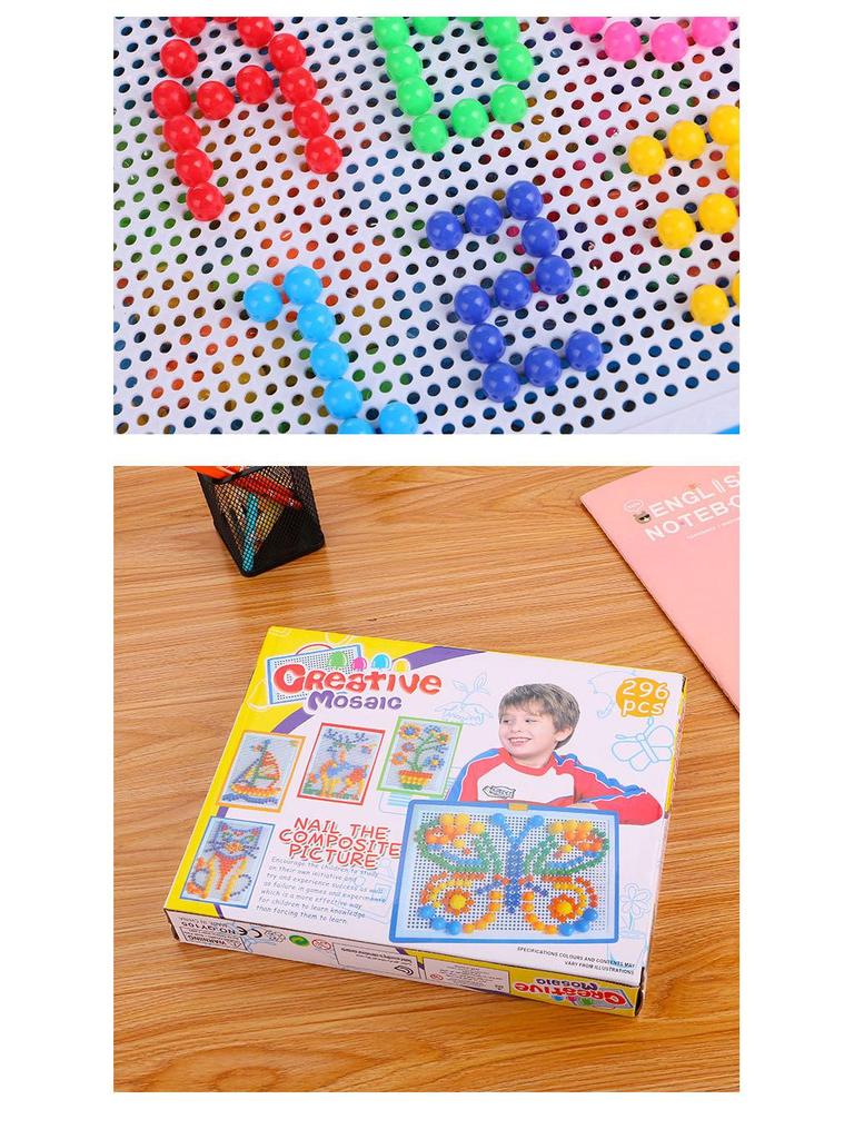 Kreatives Pilz-Steckbrett-Puzzle für Kinder - 296 Teile Früherziehungsspielzeug