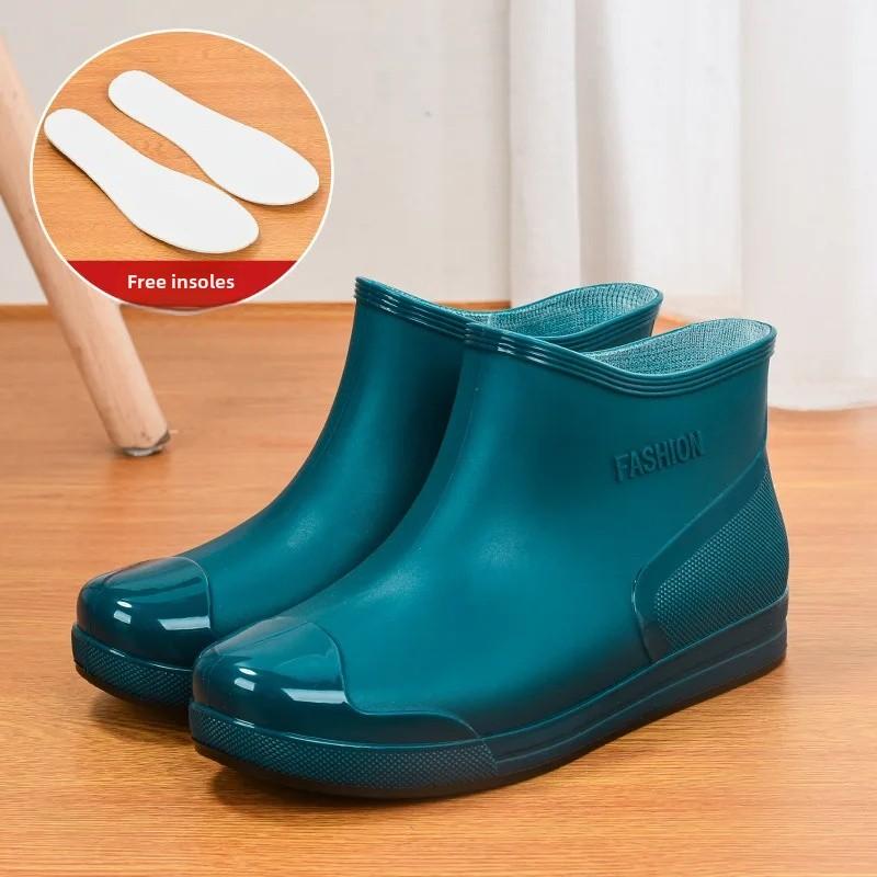 

Fashionable Adult Women s Short Booted Rain Shoes Waterproof Non-slip Rubber Shoe Cover Outerwear Durable Water Shoes Wholesale 37