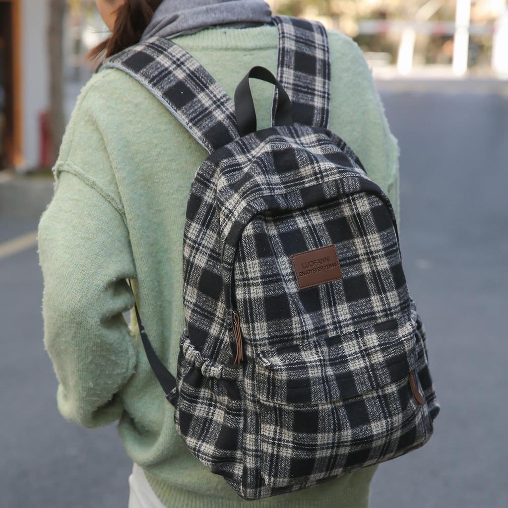 Zaino Scolastico a Quadri Borsa Scolastica Studente Universitario Femminile Zaino Leggero per Computer Nuovo Zaino Casual per Studente delle Medie Versatile Donna