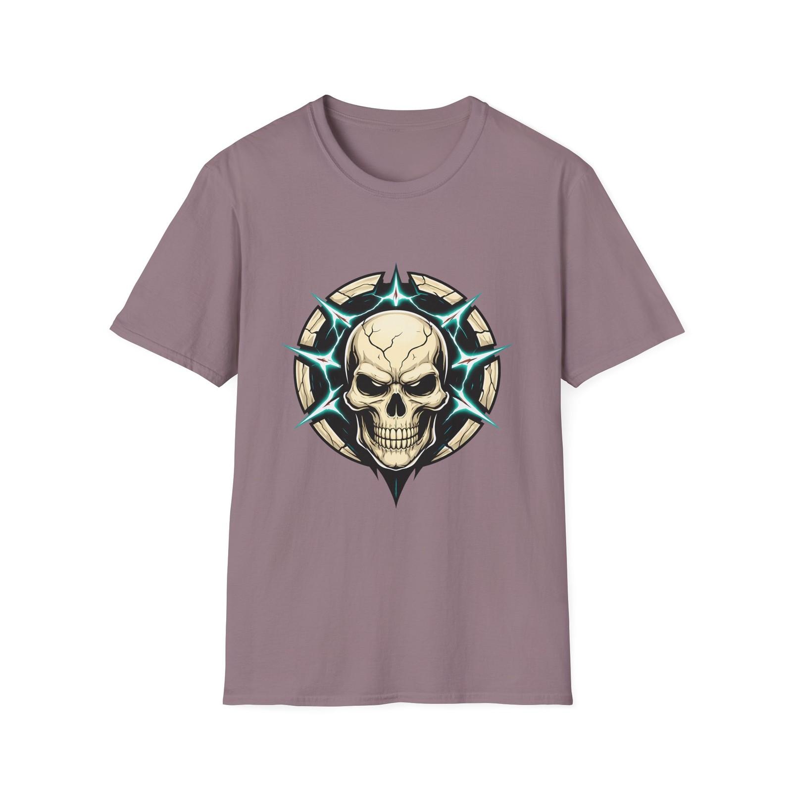 Unisex Softstyle T-Shirt Halo Skull Cracked Ring Electric Energy Shards Icon S
