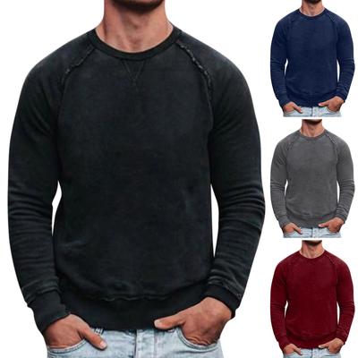 Men's Round Neck Color Long Sleeve Sweater Raglan Sleeve Sweater