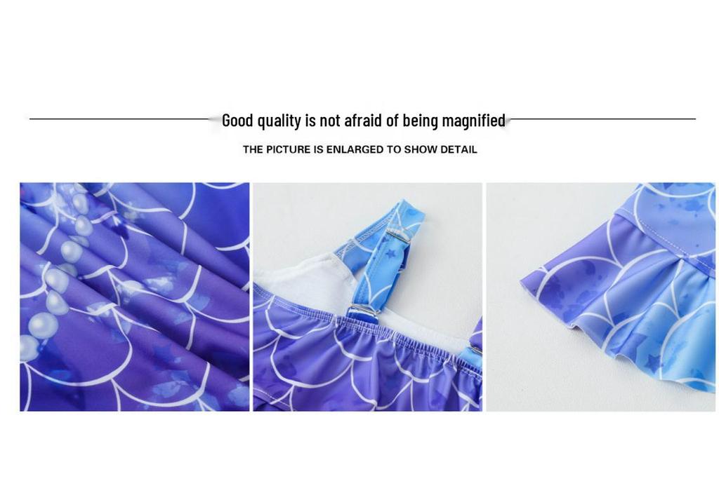 Girls' Mermaid Tail Swimsuit - Split Bikini Princess Dress Costume