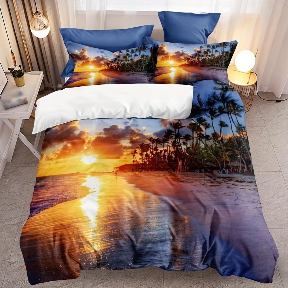 Beach Scenes Print Bedding Set Duvet Cover Set Soft Comfortable Duvet Cover For Bedroom Guest Room