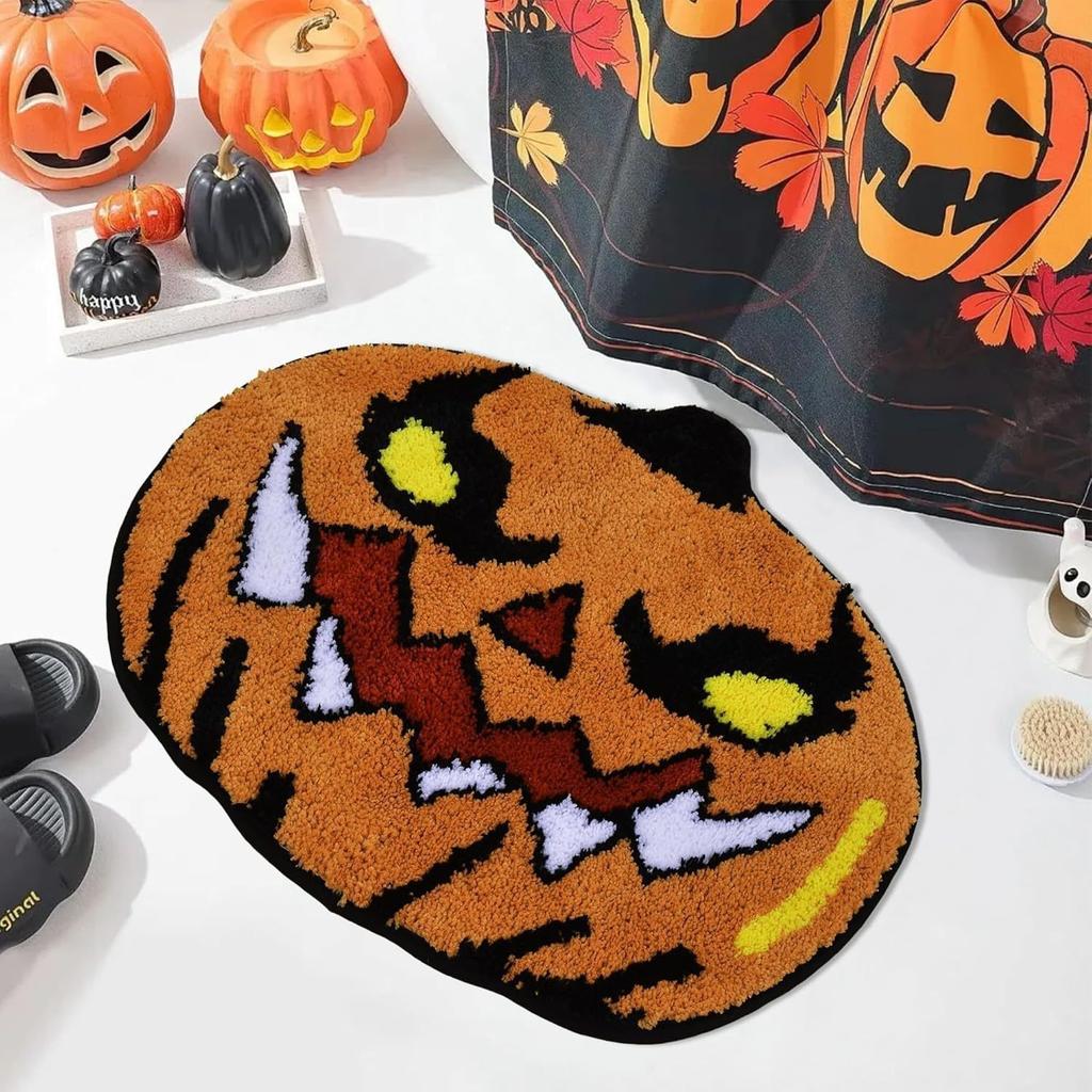 VIKAMA Halloween Decoration Floor Mat - Soft Indoor Entrance Welcome Mat - Bathroom Non-Slip Foot Mat - Bedroom Bedside Carpet