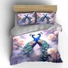 Elegant Peacocks And Pink Roses Duvet Cover Set With 3D Printing Design Soft Polyester Bedding Set All-Season Comfort