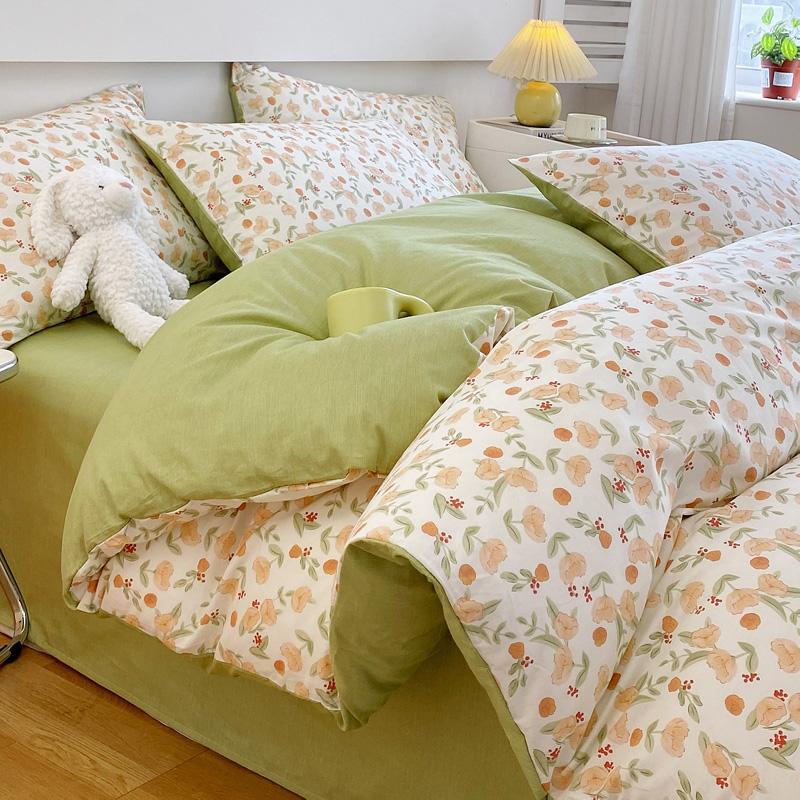 Luxury 100% Cotton Floral Duvet Cover Set 3-Piece (1 Duvet Cover + 2 Pillowcases) - Wrinkle-Free, Hotel Quality Bedding Set