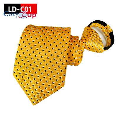 Herren-Krawatte mit Streifen, normale, verstellbare Krawatte mit Reißverschluss für Herren, Lazy Tie