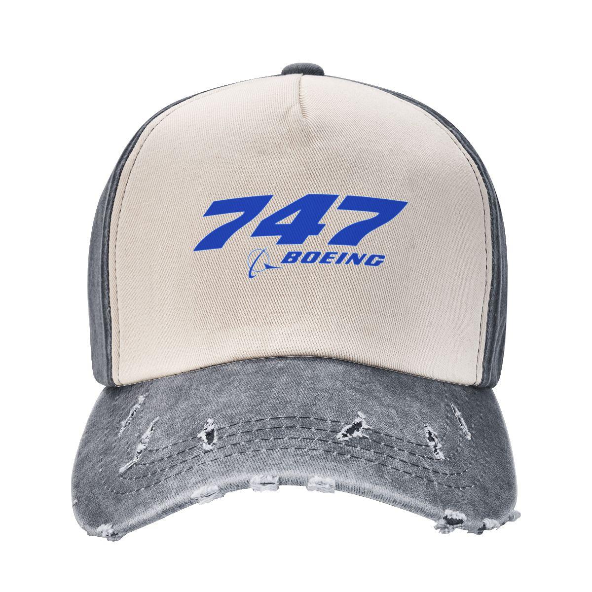 

Бейсболки Літак Boeing 747 Логотип Merch для жінок унісекс Вінтажна потерта сонцезахисна кепка One Size