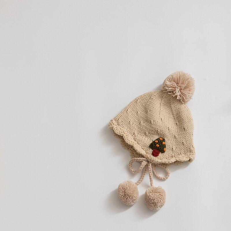 Korean Handmade Little Snowman Winter Baby Hat: Thick, Warm, Windproof Knit with Ear Protection for Children