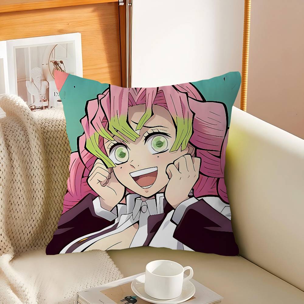 M-Mitsuri Kanroji Anime Cushion Cover Inches Farmhouse Decor Home Throw Pillow Covers For Couch Decorations