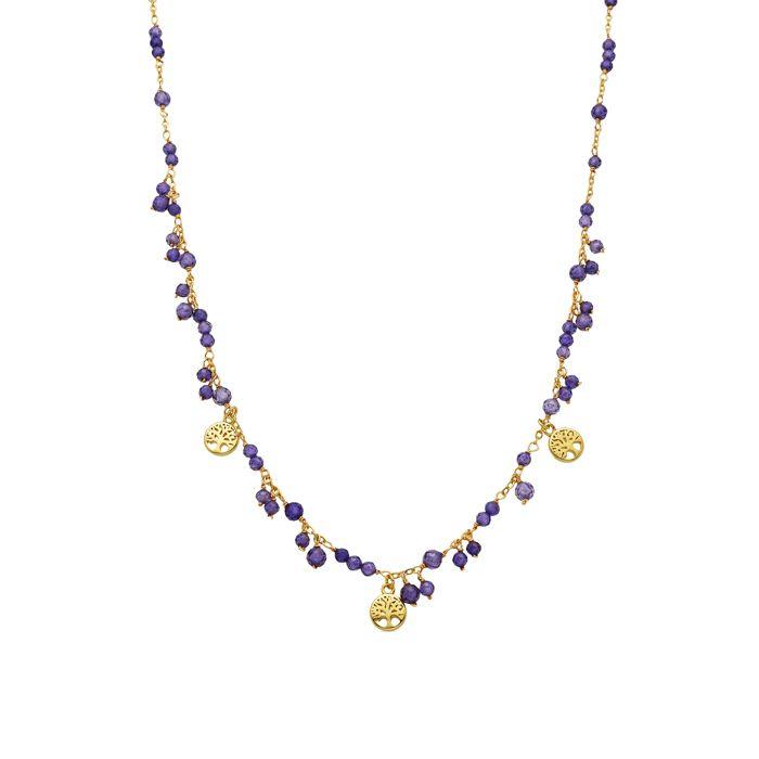 Collier Luxenter Avec Cristal Violet Finition or 18k - Totez