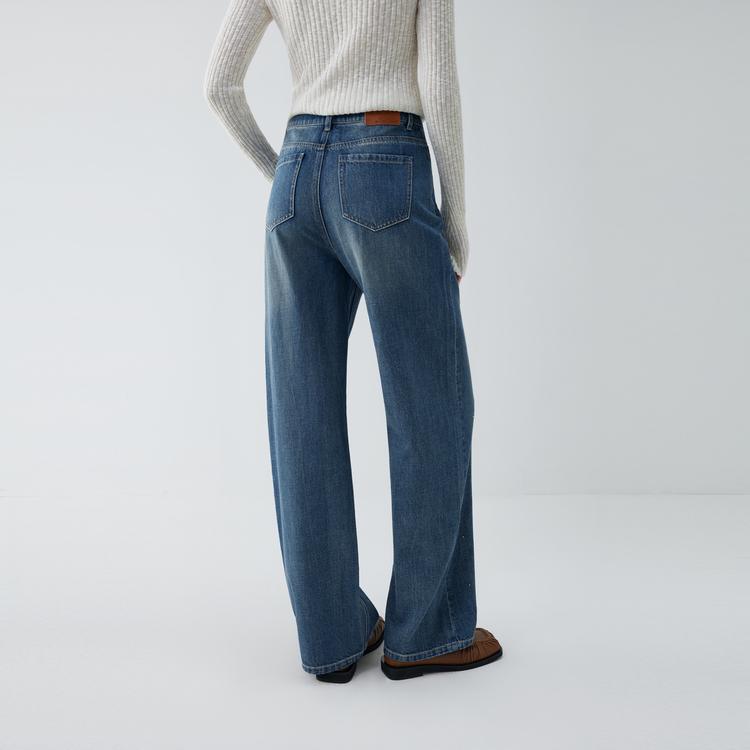 ELLE French Fashion Design High-Waisted Slimming Casual Loose Versatile Straight Leg Jeans Women Bottoms EQ52181