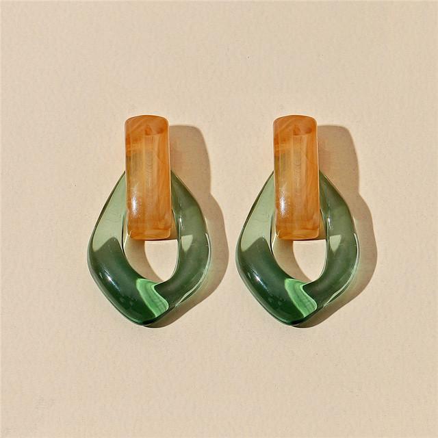Colorful Clear Resin Acrylic Drop Earrings For Women Geometric Hollow Statement Drop Earrings Girls Fashion Jewelry Gift