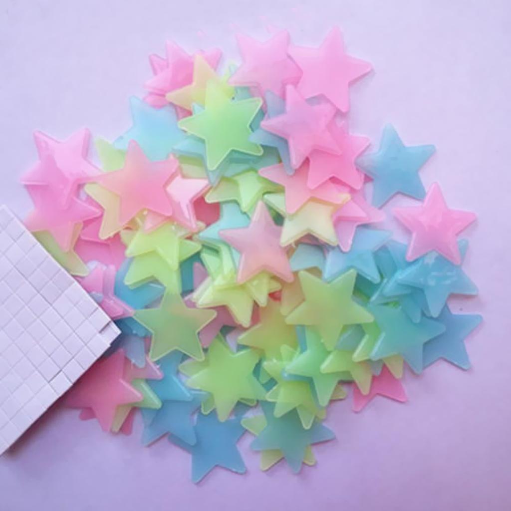 100x Wall Stickers Stars Luminous The Dark Plastic .8cm