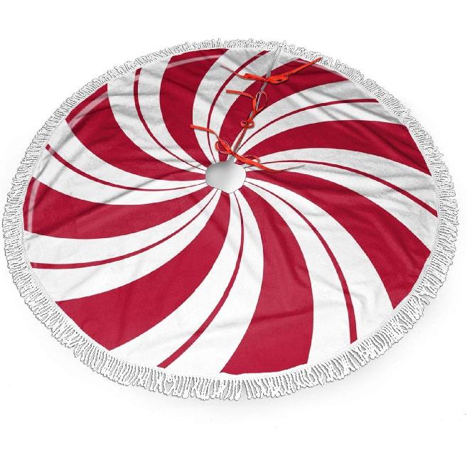 

БЕСПЛАТНЫЙHOTU Мятный Сахар Двойной Свирл Конфета Юбка для Рождественской Елки Великолепная Бахрома с Кисточками Кружево для 48 Украшение для Рождественских Украшений