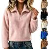 Damen Color Langarm Reißverschluss Sweatshirt mit Kragen für den Alltag