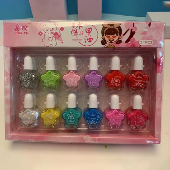24-teiliges Kinder-Nagellack-Set, geruchsarm, schnell trocknend, abziehbar, sicher, sanftes Nagellack-Maniküre-Zubehör