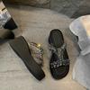 Fashion High-Heeled Shoes Lady Ladies' Slippers Platform Rubber Flip Flops Slipers Women Glitter Slides Summer Hawaiian 2025 Jelly