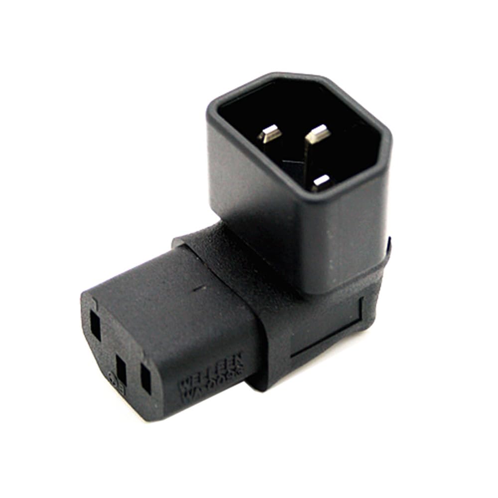 

IEC male C14 to upward right angled 90 degree IEC female C13 power expansion adapter