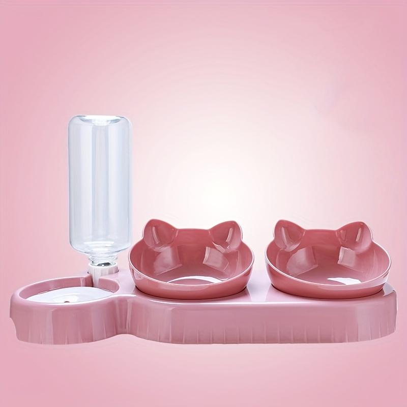 3-in-1 Automatic Pet Feeder Bowls With Tilted Design And Gravity Water Bottle For Neck Protection - Ideal For Dogs And Cats