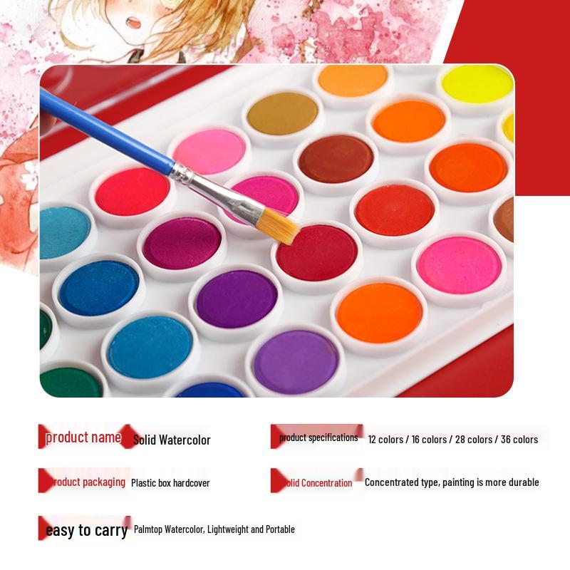 Boyi Xuan 36-Color Eco-Friendly Watercolor Set for Children - Portable, Large Capacity, DIY Solid Paints
