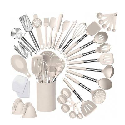 Conjunto de Utensílios de Cozinha de Silicone, 43 peças Conjunto de Espátulas com Cabo de Aço Inoxidável, Antiaderente Resistente ao Calor - Melhor Utensílio de Cozinha S