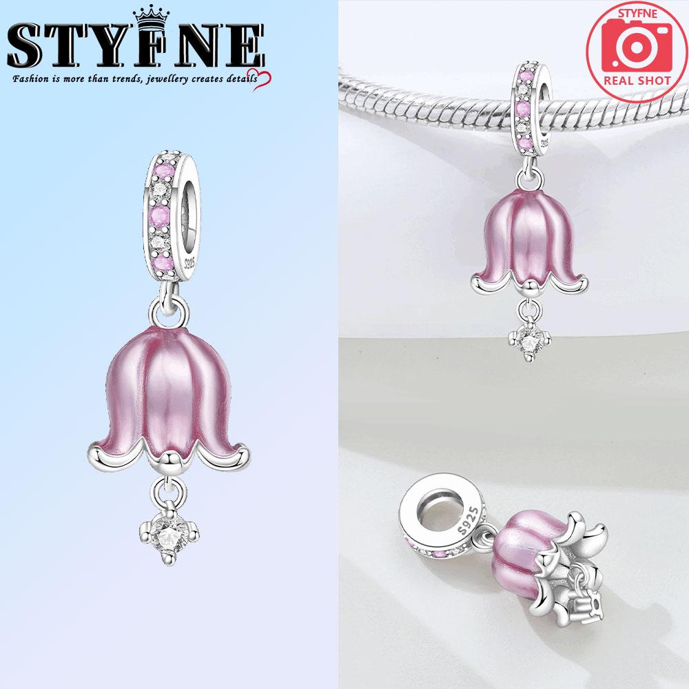 Copper Purple Iris Lotus Lily Of The Valley Charms Beads Pendant For Original Bracelet Woman Girl Jewelry