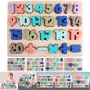 Wooden Blocks puzzle playing Developmental Colorful Montessori Christmas Birthday Gift Toddler
