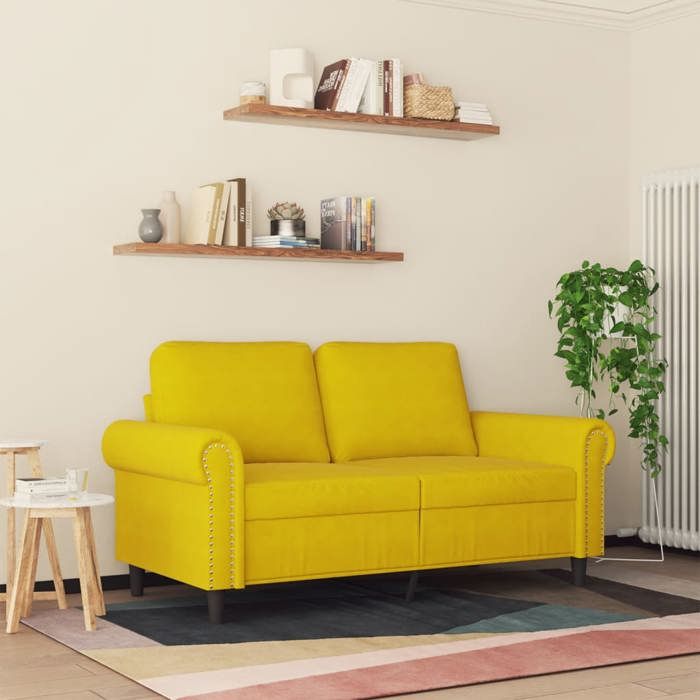 VidaXL Canapé à 2 places Jaune 120 cm Velours 359525