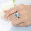 Christmas Gift Silver Color Rings Charm  Ring For Ladies With Light Blue Big Square Cut CZ Hot Sell