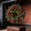 Plastic Artificial Christmas Wreath 35cm Round Christmas Door Decoration with Eucalyptus Leaves,Red Berry Garden Decor