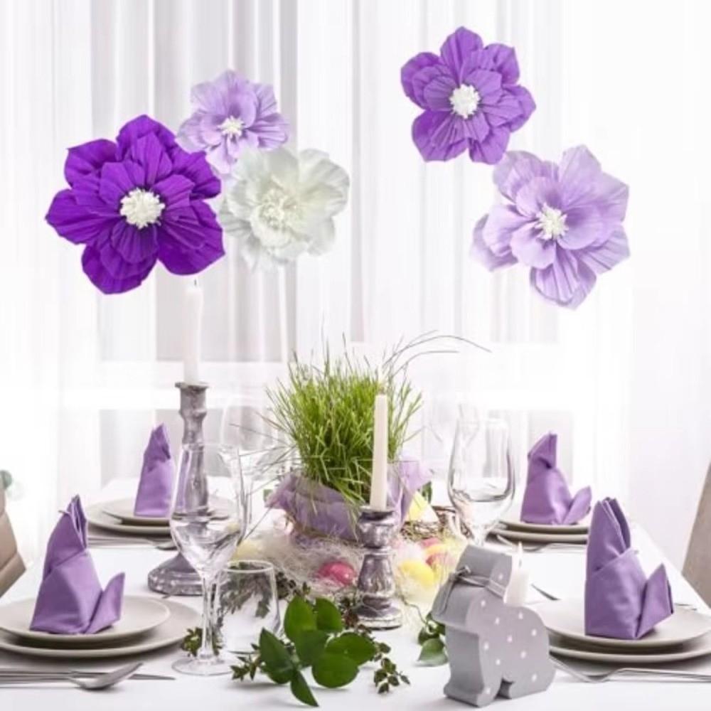 5Pcs Center Decoration Paper Flowers Pink 3D Wall Decoration  Party Decoration