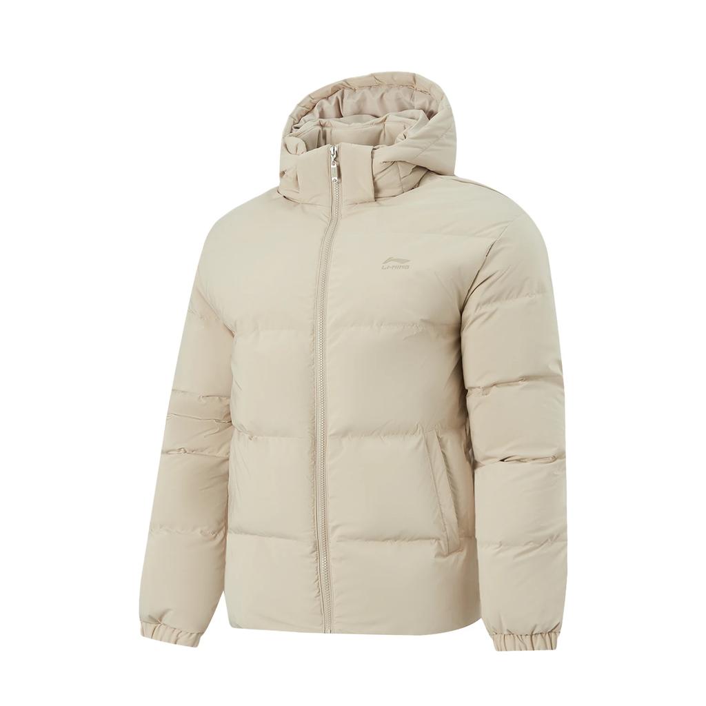 LiNing Sports Lifestyle Series Hooded Zipper Letter Warm Casual Down Jacket Men outerwear AYMV585-2