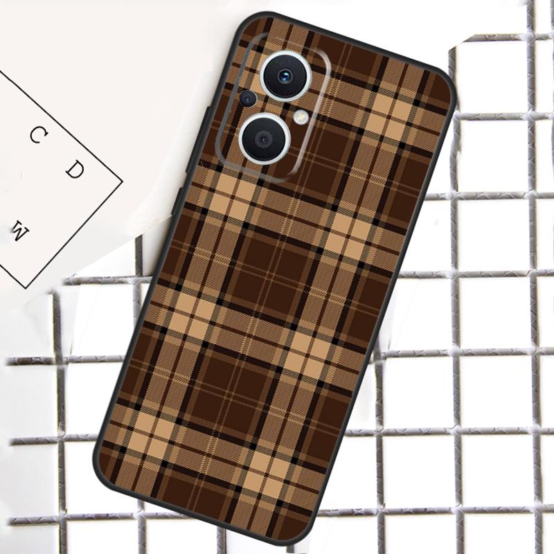 Brown Plaid Phone Case For OPPO Reno 13F 13 12 11 14 F 10 Pro 8T 7 8 Lite OPPO Find X9 X6 X5 X8 Pro Cover
