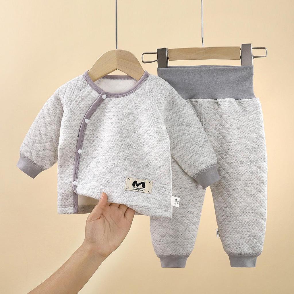Children's Quilted Cotton Base Layer Set: Cozy Autumn & Winter Outfit for Infants & Toddlers