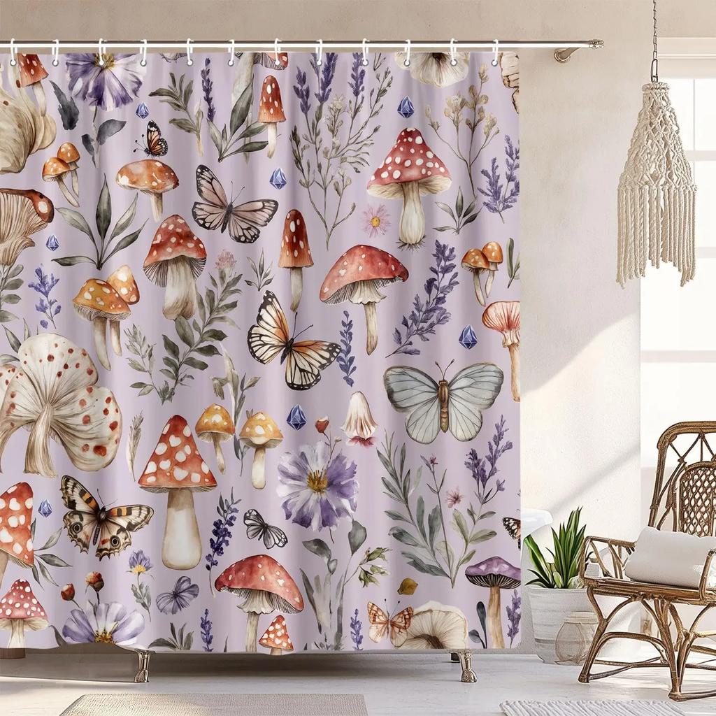 Vintage Boho Shower Curtain Black and Gold Floral Bathroom Aesthetic Decorative, Funny Rustic Bee Daisy Flowers Witchy Eclecti