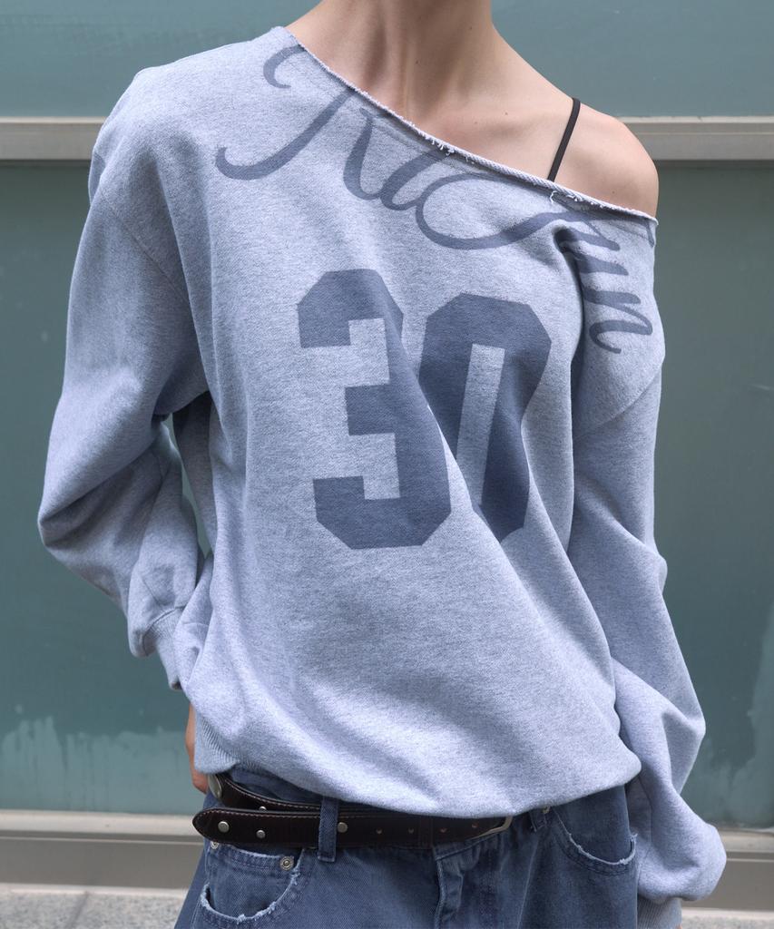 KIJUN 30 One-Shoulder Sweatshirt_Melange Gray