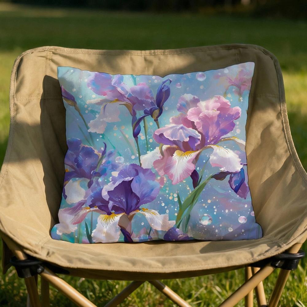 Iris Cushion Cover Soft Reversible Durable Pillow Cover MultiScene Use for Home Car Daily Comfort