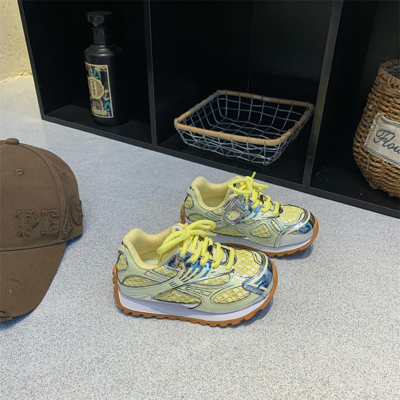 

2025 Toddler Kids Orbit Metallic Running Sneaker Children Casual Fashion Trainers Boys Girls Sports Walking Glowing Tennis Shoes 30 жёлтый