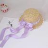 Small Sweet Lolita Straw Hat Lolita Princess Lace Bow Ribbon Straw Hat Women Girls Summer Straw Hats Beach Sun Hat