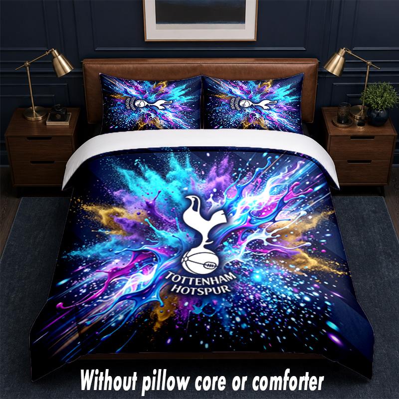 Tottenham Hotspur Design Bett Bettwäsche Set 1 Bettbezug + 2 Kissenbezüge Weich Atmungsaktiv Haushalt Bettwäsche
