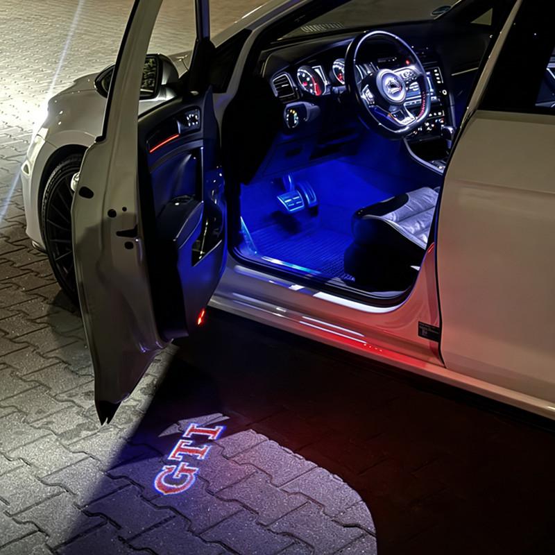 ZDFVU1 Led Car Door Welcome Courtesy Light Logo Laser Projector Lamp for VW GTI Logo Golf Tiguan Touran Passat Jetta Touareg Car Goods