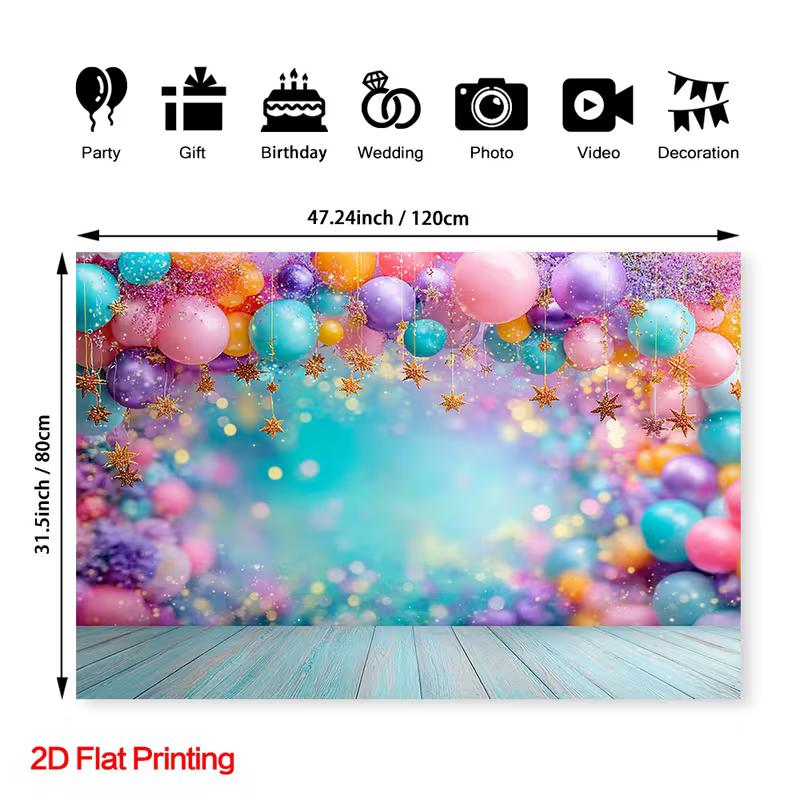 2D Magical Glitter Balloons Background Cloth Photo Booth Pro