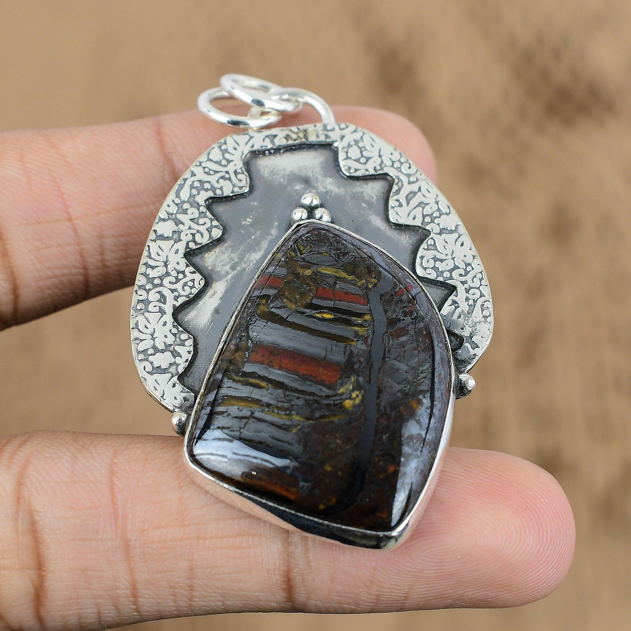 

Anniversary Gift For Her Natural Iron Tiger Eye Gemstone Pendant 925 Silver