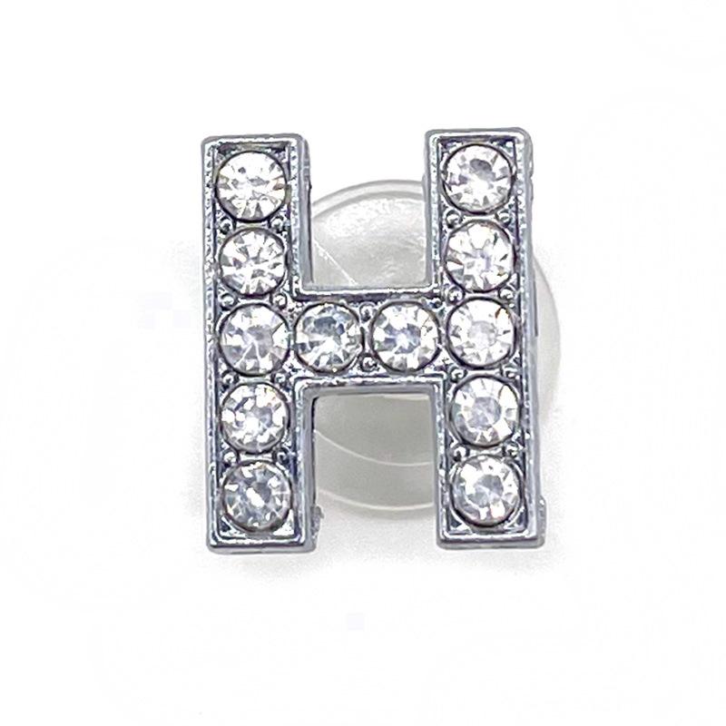 Charms Scarpe Diamante Strass Scintillante Lettera Argento Cristallo Alfabeto Decorazioni Scarpe Gioielli Slider Braccialetto Braccialetti